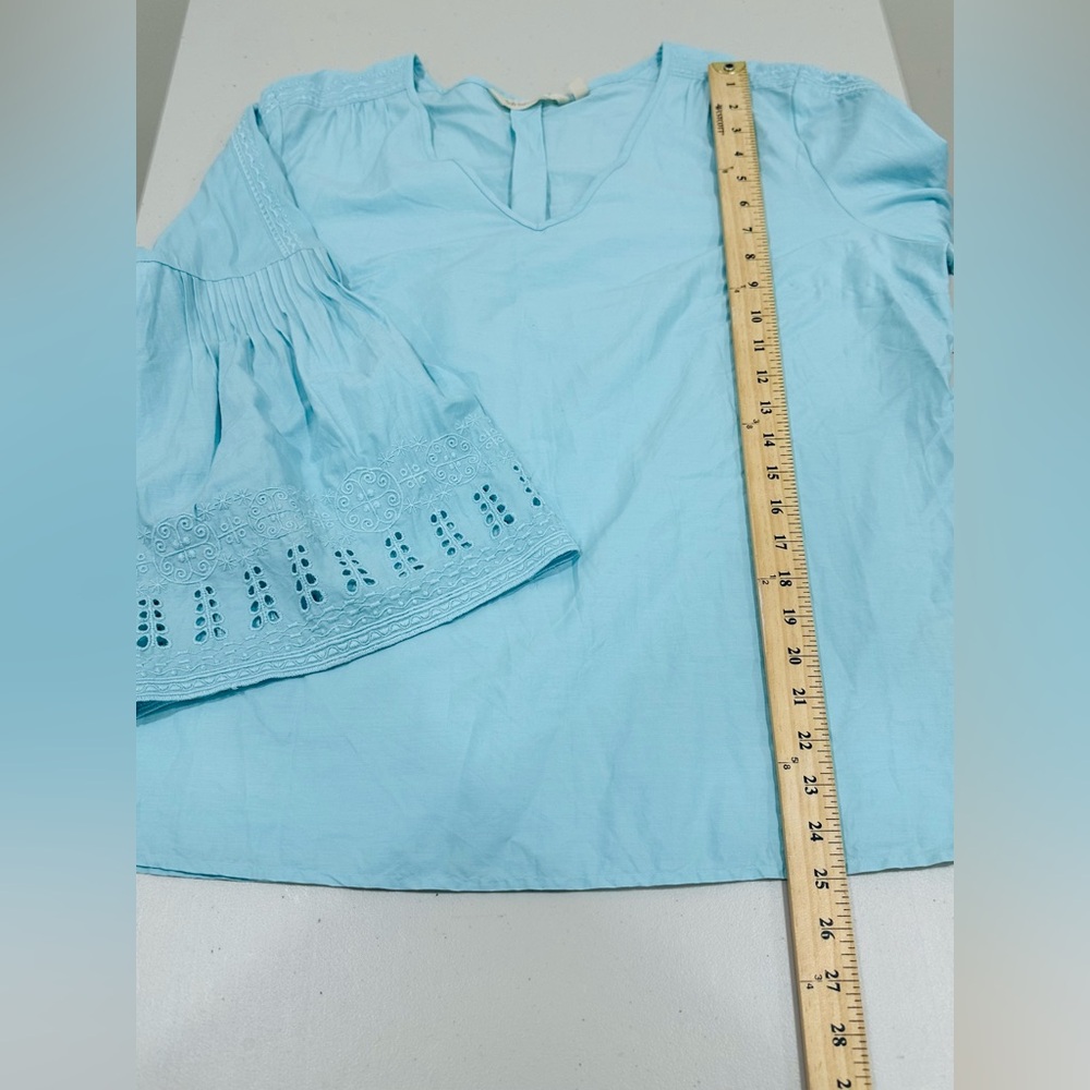 Soft Surroundings Heloise Eyelet Sleeve Blue Tunic Size L - Picture 12 of 13